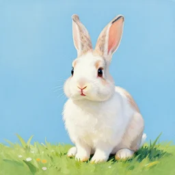 rabbit, serene, happy, artwork, acrylic paint