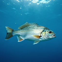 kanye west as a fish swimming in the ocean