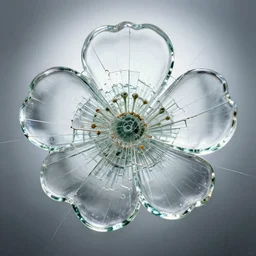 photography of glass cracking into the shape of a flower, raytraced, highly detailed photography, back lit,