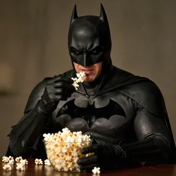 batman eating popcorn