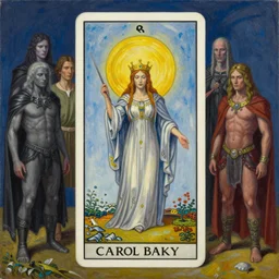 tarot card of the queen of dreams by carol bak, jacek yerka, Gediminas Pranckevicius, alex gray, dan mumford and h.r. giger, oil on canvas, 8k highly professionally detailed, HDR, trending on artstation