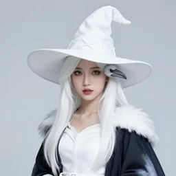 white raven witch, portrait of a beautiful woman, high detail, vibrant colors, face, by sija hong, yoshitaka amano, stanley artgerm, masterpiece, sharp focus, cinematic lightning