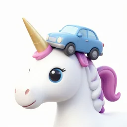 a unicorn with a car on its head