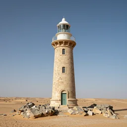 an old roman lighthouse in the middle of the desert sitting on a rock