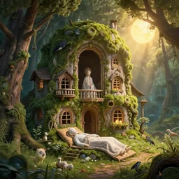 In a strange land The god of sleep Has made his house Of marvelous design Under a hill There is a cave Which of the sun May nothing have So that no man May know aright The point between The day and the night So that inward There is no light And so to speak Of that without There stands no great tree Near about Where upon might Crow or magpie alight To call or to cry