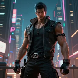 king from tekken in a cyberpunk city, aesthetic 4 k