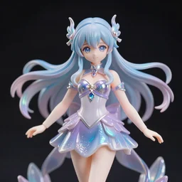 James Jean isolated magical girl vinyl figure, figure photography, holographic undertones, glitter accents on the figure, anime stylized, high detail, ethereal lighting - H 640