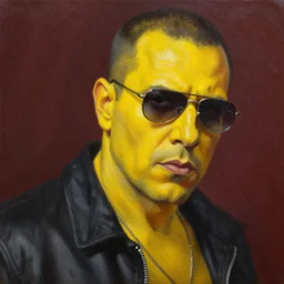 oil painting of yellow bastard from the movie sin city, exquisite detail, michael whelan style
