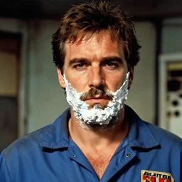 david clennon as palmer, the assistant mechanic!!!, shaved face, without mustache, without beard, movie the thing by john carpenter, rossdraws, frank frazetta, andrei riabovitchev, marc simonetti
