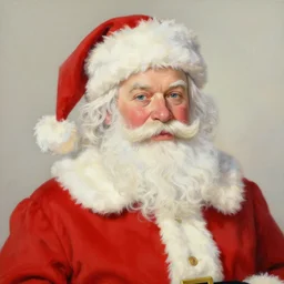high quality high detail painting by norman rockwell, hd, portrait, santa clause, muted pastel colors, photorealistic lighting