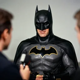 photo of batman in an interview, photo taken by nina leen