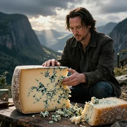 keanu reeves can't handle this much blue cheese, futuristic, cheese