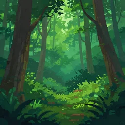 lush deciduous forest in a humid subtropical climate, atmospheric pixel art by pedro medeiros, trending on artstation