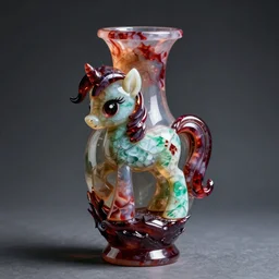 A beautiful detailed vase designed by HR Geiger, translucent, onyx ruby and malachite, my little pony, evil