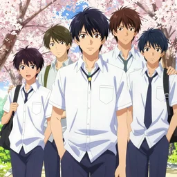 boy's love anime high school scene spring noon setting, expert high detail concept art, perfect proportions fine face, tall handsome guys, vivid colors, realistic shaded lighting poster fantasy art ilya kuvshinov, katsuhiro, jeremy lipkin and michael germash, makoto shinkai, loish and clamp style, trending on art station, best selling artist