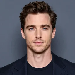 clean cut clean shaved looking male portrait that looks like colin farrell and james franco