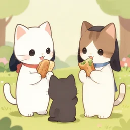 cute cat girls playing together