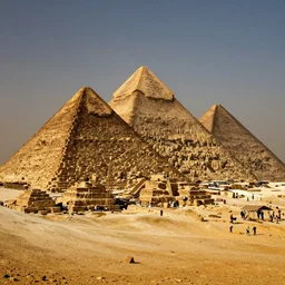 dslr color photo of laborers building the great pyramids in ancient egypt