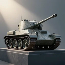 Photo of the monument in the form of a T-34 tank, standing on a pedestal, 8k, beautuiful light, photorealism, cinematic, elegant, highly detailed, geometric, sharp focus