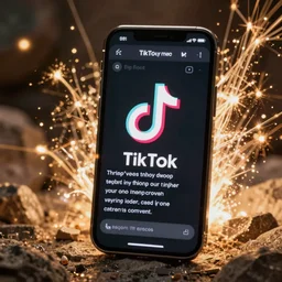 an ai made specifically to create tiktok videos about ai generated content made of energy, photorealistic