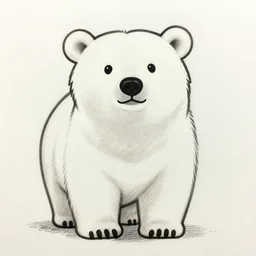 drawing of a cute polar bear, resembling george h. w. bush, doodle sketch, shading, trending on artstation