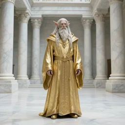 a cyclops druid in shining wizard robes in a large marble temple surrounded by shadowy figures made of embers, currier and ives print