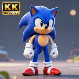 3 d render of sonic, realistic, 8 k, unreal engine