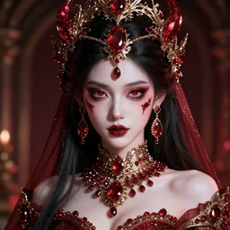 portrait of evil princess of rubies with fair skin, ornate 8 k gorgeous intricate detailed, accent lighting, dramatic light, octane render
