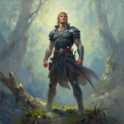 Hero quits his quest, acrylic painting, fantasy