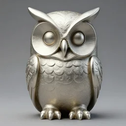 symmetrical detailed sculpture of an owl, made of Boron