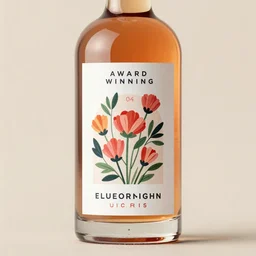 award winning label design, label design, bottle design, spirits category, behance trending, pinterest, floral illustration, liqueur, octane render, 8 k,