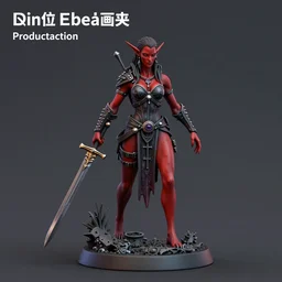80mm resin detailed miniature of a Dark Elf Female, Dagger, red  skin, Product Introduction Photos, 4K, Full body