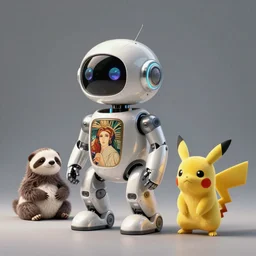 studio photo of a futuristic pet robot, by artgerm and greg rutkowski and marc newson and zaha hadid, industrial design behance lemanoosh, alphonse mucha, panda sloth otter ( ( fennec ) ) pikachu mix, kindchenschema, side view, volumetric light, detailed, octane render - t
