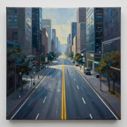 an epic painting of the city street road, oil on canvas, cold colors, perfect road composition, golden ratio, beautiful detailed road, photorealistic, digital painting, artstation, concept art, smooth, sharp focus, illustration, cyberpunk background, artstation trending, octane render, unreal engine