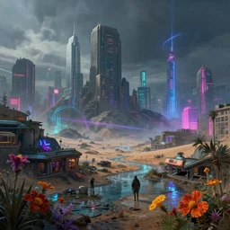 urbex by albert bierstadt, gem at winter liberty city scumm bar postcyberpunk biopunk evil desert tundra san andreas galactic cgsociety made of glass water extraterrestial vice city azeroth laser vaporwave neon noir landscape magic realism flowers bladerunner 2 0 4 9, archdaily, wallpaper, highly detailed, trending on artstation.