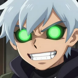 danny phantom detailed closeup high quality illustration cartoon with sharp teeth glowing green eyes, sharp cinematic 8k award winning intricate detailed illustration, cute detailed digital art, trending on tumblr pixiv