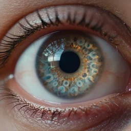 closeup of a eyeball with many pupils by peter elson