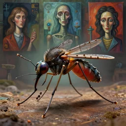 realistic detailed photo rendered in octane 3d , human mosquito with Weird Dreams, mysticism, by Herman Serrano, late 80's, by Amano, Francis Bacon , by H.R. Giger, Elizabeth Erickson, Kenny Schar, Robert Colescott painting, art by Takato Yamamoto. smooth shading, ultra detailed, high resolution, masterpiece. rendered in blender, ultra realistic, cinematic, unreal 6