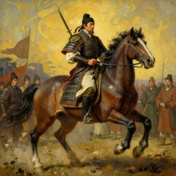 full character of ancient chinese warrior riding a horse, character design, painting by gaston bussiere, katsuya terada, nc wyeth, greg rutkowski, craig mullins, vermeer, frank frazetta, mucha, tom of finland, trending on artstation, jeffery catherine jones