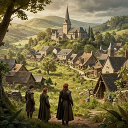 a beautiful photo realistic still image of laketown from the movie the hobbit, very high details by william turner art, greg rutkowski and alphonse mucha, trending on artstation, very very detailed, masterpiece,