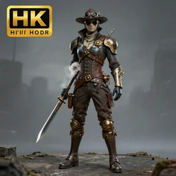 full body photo of a steampunk rogue,  highly detailed, 4k, HDR, award-winning photo