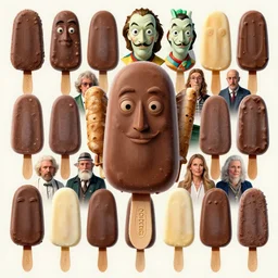 ice creams in chocolate, beeple, dali, bernardi, elson, gric, mcquarrie, lacoste, rhads, mccall, rodney matthews, gonsalves, walotsky, shiki, ishinomori, aivazovsky, stella, stephanie law, syd mead, hopper. artstation, hyperrealistic, surrealism, award, masterpiece, intricate