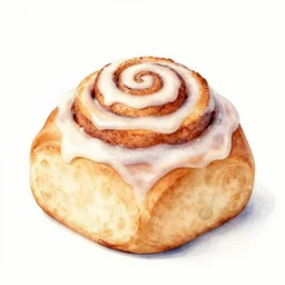 watercolor photorealistic cinnamon rolls with icing minimalist art