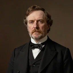 portrait of a victorian politician, wearing a suit, standing up, detailed face, male, victorian, highly detailed, cinematic lighting, photograph by samuel walker