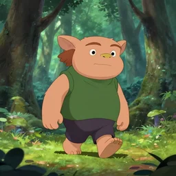 tony hawk as nendoroid walking in a forest in the croods movie style anime disney pixar 8 k hd dof kodak film volu