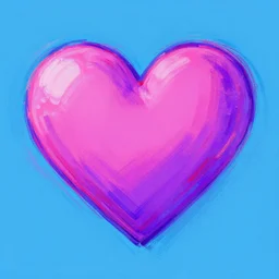 a heart made of blue pink and purple in a pop art style, digital art, trending on art station, brush strokes, medium tones