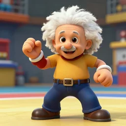 vintage photo of einstein competing in a super smash bros tournament