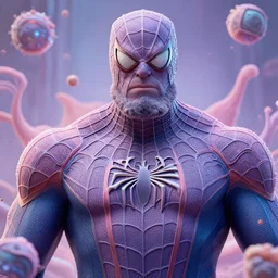 thanos as spiderman | highly detailed | very intricate | symmetrical | whimsical and magical | soft cinematic lighting | award - winning | closeup portrait | pastel color palette | featured on artstation