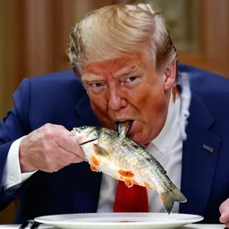 donald trump eating a fish