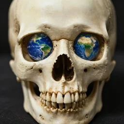 skull with the earth in its eyesockets